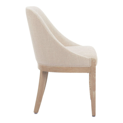 Beige and Natural Upholstery Dining Side Chair