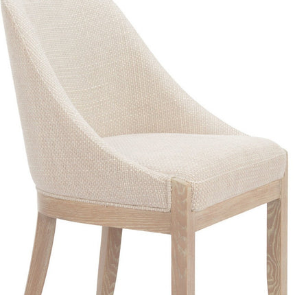 Beige and Natural Upholstery Dining Side Chair