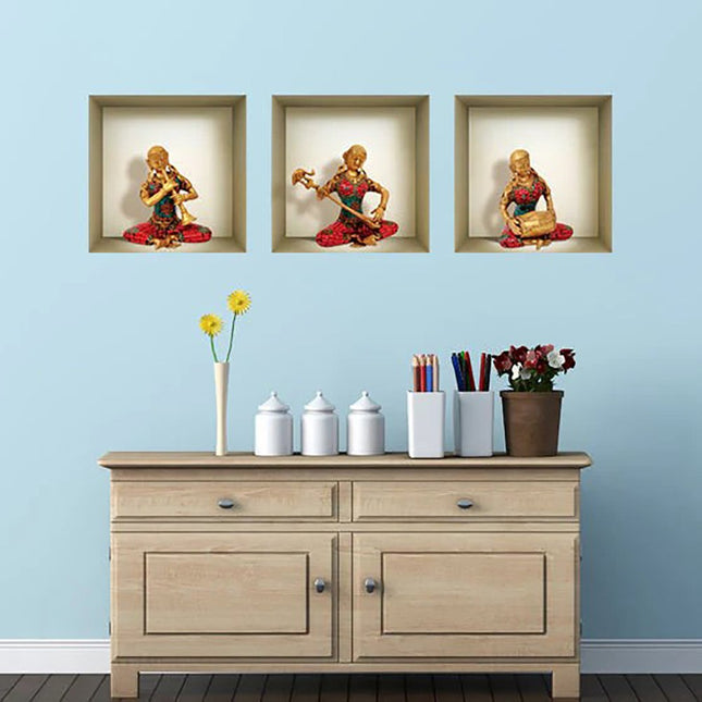 Set of Three Anna Niche 3D Square Peel and Stick Wall Decals