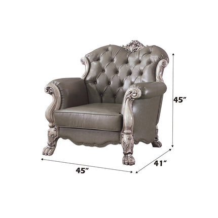 ACME 58177 Dresden Chair with 1 Pillow, Vintage Bone White & PU