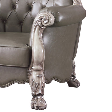 ACME 58177 Dresden Chair with 1 Pillow, Vintage Bone White & PU