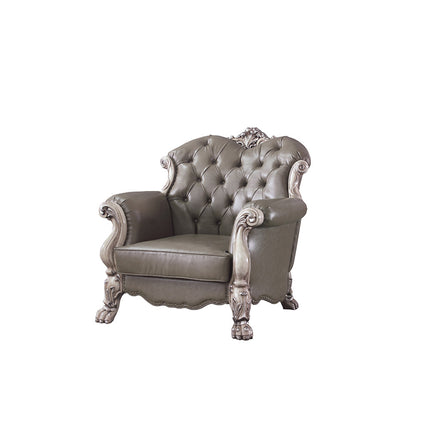 ACME 58177 Dresden Chair with 1 Pillow, Vintage Bone White & PU