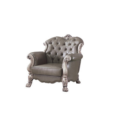 ACME 58177 Dresden Chair with 1 Pillow, Vintage Bone White & PU ACME Furniture