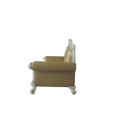 ACME 58210 Picardy Sofa with 5 Pillows, Antique Pearl & Butterscotch PU