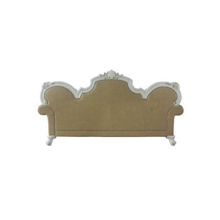 ACME 58210 Picardy Sofa with 5 Pillows, Antique Pearl & Butterscotch PU