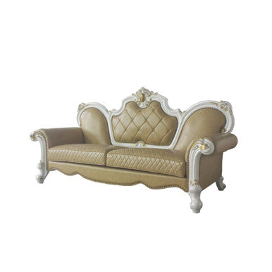 ACME 58210 Picardy Sofa with 5 Pillows, Antique Pearl & Butterscotch PU ACME Furniture