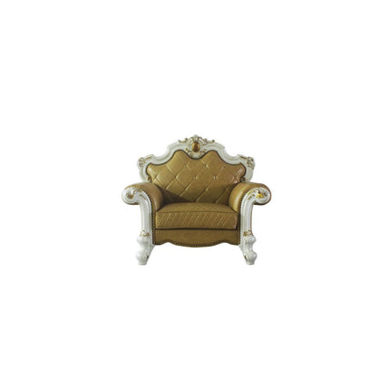 ACME 58212 Picardy Chair with 1 Pillow, Antique Pearl & Butterscotch PU