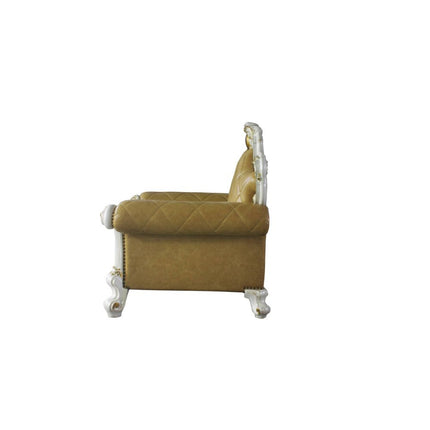 ACME 58212 Picardy Chair with 1 Pillow, Antique Pearl & Butterscotch PU