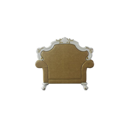 ACME 58212 Picardy Chair with 1 Pillow, Antique Pearl & Butterscotch PU