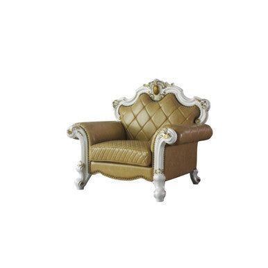 ACME 58212 Picardy Chair with 1 Pillow, Antique Pearl & Butterscotch PU ACME Furniture