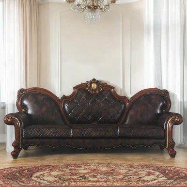 ACME 58220 Picardy Oversized Sofa with 5 Pillows, Vintage Cherry Oak & PU ACME Furniture