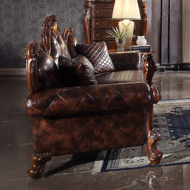 ACME 58221 Picardy Sofa with 3 Pillows, Vintage Cherry Oak & PU ACME Furniture