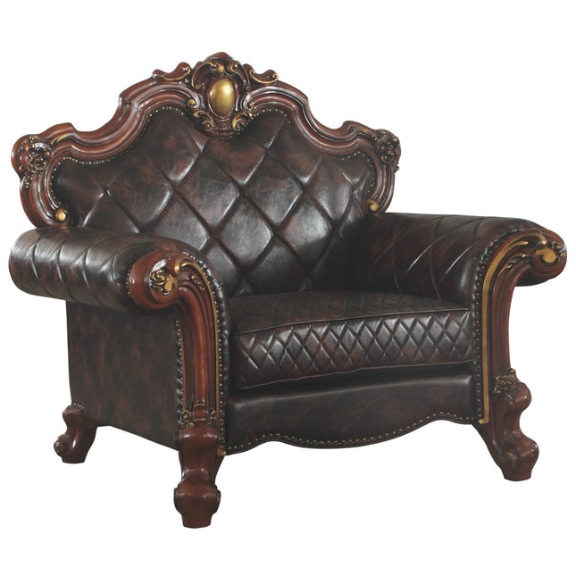 ACME 58222 Picardy Chair with 1 Pillow, Vintage Cherry Oak & PU