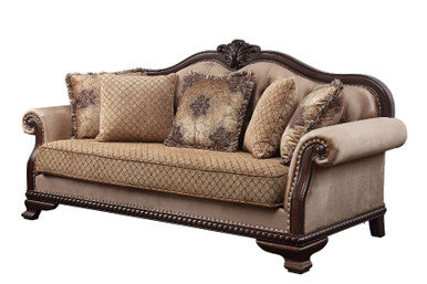 ACME 58265 Chateau De Ville Sofa with 5 Pillows, Fabric & Espresso Finish ACME Furniture