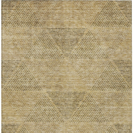 9' X 12' Wheat And Beige Geometric Washable Indoor Outdoor Area Rug