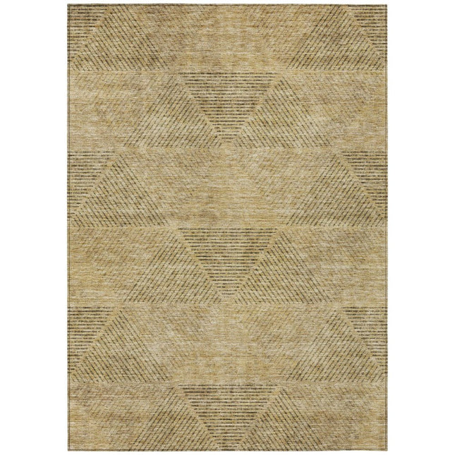 9' X 12' Wheat And Beige Geometric Washable Indoor Outdoor Area Rug HomeRoots
