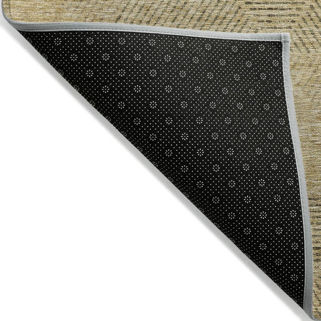 9' X 12' Wheat And Beige Geometric Washable Indoor Outdoor Area Rug HomeRoots