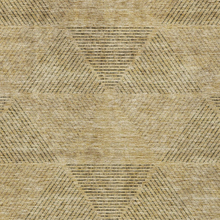9' X 12' Wheat And Beige Geometric Washable Indoor Outdoor Area Rug