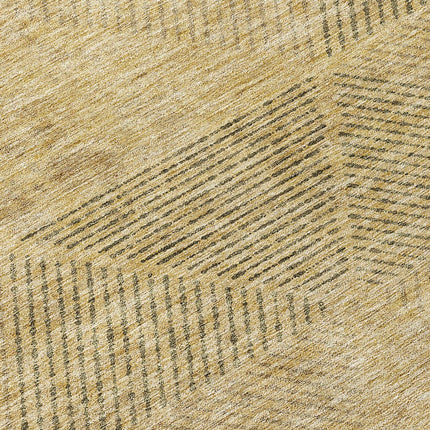 9' X 12' Wheat And Beige Geometric Washable Indoor Outdoor Area Rug