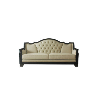 ACME 58810 House Beatrice Sofa with 5 Pillows, Beige PU, Black PU & Charcoal Finish ACME Furniture