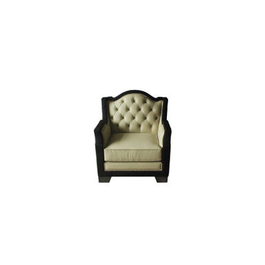 ACME 58812 House Beatrice Chair with Pillow, Beige PU, Black PU & Charcoal Finish ACME Furniture