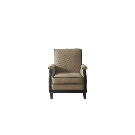 ACME 58813 House Beatrice Accent Chair with Pillow, Two Tone Mocha Fabric, Black PU & Charcoal Finish