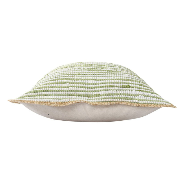Set of Two 20" Green Beach Striped Cotton Blend Throw Pillows HomeRoots
