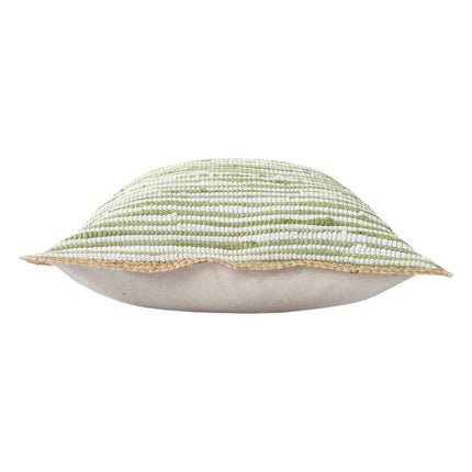 Set of Two 20" Green Beach Striped Cotton Blend Throw Pillows HomeRoots