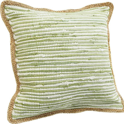 Set of Two 20" Green Beach Striped Cotton Blend Throw Pillows HomeRoots