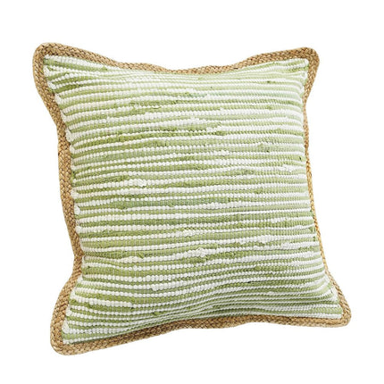 Set of Two 20" Green Beach Striped Cotton Blend Throw Pillows HomeRoots