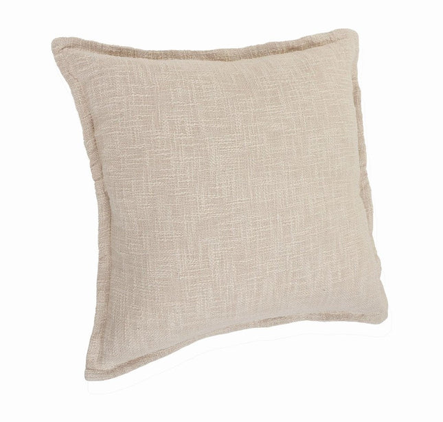 Set of Two 20" Beige Cotton Throw Pillows HomeRoots