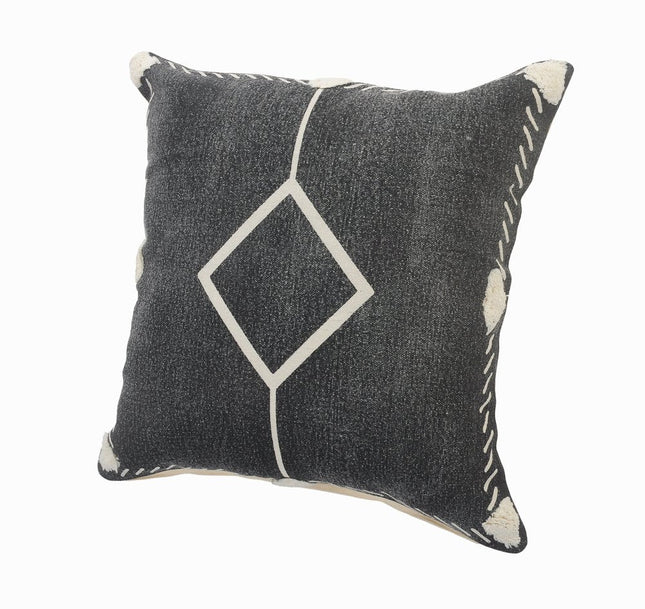Set of Two 20" Black And Off White Diamond Cotton Throw Pillows HomeRoots