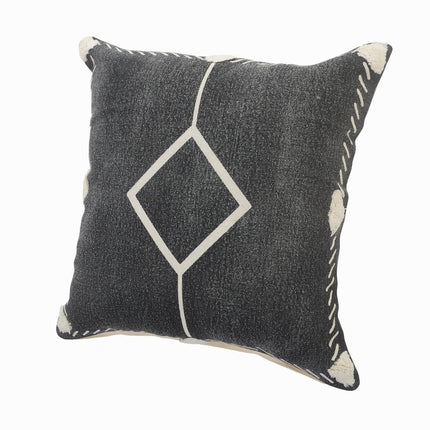 Set of Two 20" Black And Off White Diamond Cotton Throw Pillows HomeRoots