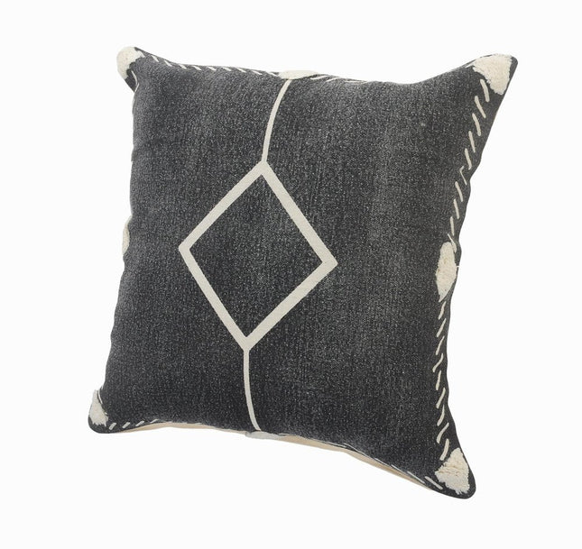 Set of Two 20" Black And Off White Diamond Cotton Throw Pillows HomeRoots