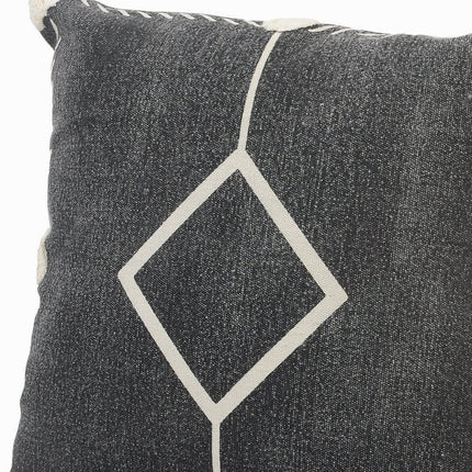 Set of Two 20" Black And Off White Diamond Cotton Throw Pillows HomeRoots
