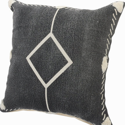 Set of Two 20" Black And Off White Diamond Cotton Throw Pillows HomeRoots