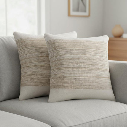 Set of Two 20" Sand Striped Throw Pillows HomeRoots