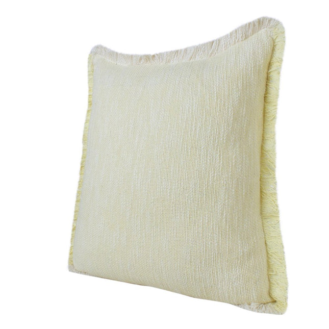 Set of Two 20" Lemon Cotton Throw Pillows with Fringe HomeRoots