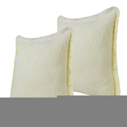 Set of Two 20" Lemon Cotton Throw Pillows with Fringe HomeRoots