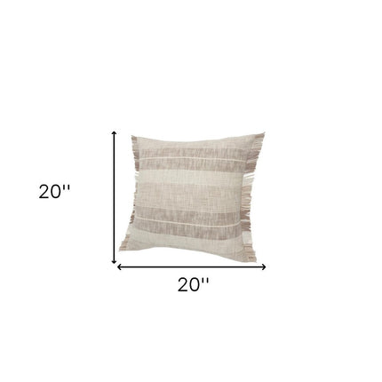 Set of Two 20" Cream Striped Throw Pillows HomeRoots
