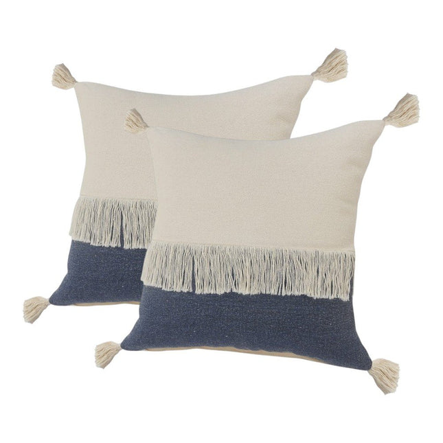 Set of Two 20" Indigo Color Block Throw Pillows HomeRoots