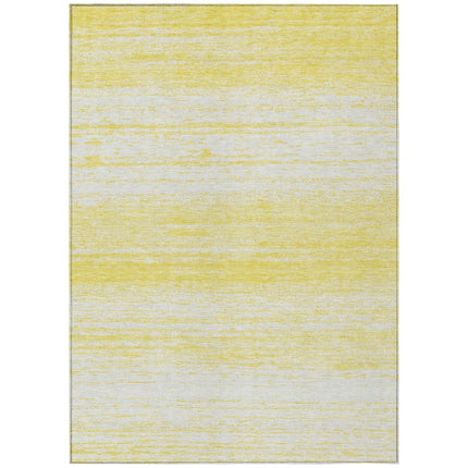 9' X 12' Yellow And Ivory Striped Washable Indoor Outdoor Area Rug HomeRoots