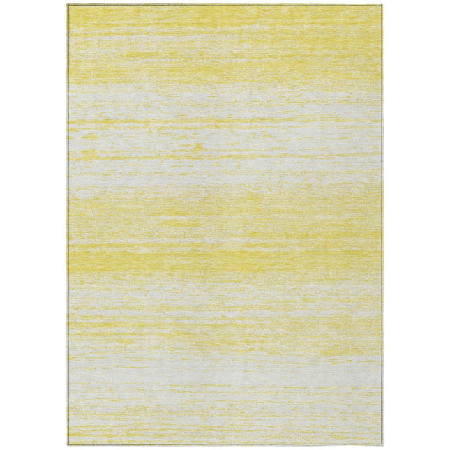 9' X 12' Yellow And Ivory Striped Washable Indoor Outdoor Area Rug HomeRoots