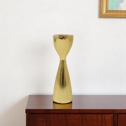 6" Gold Stainless Steel Tabletop Taper Candlestick HomeRoots