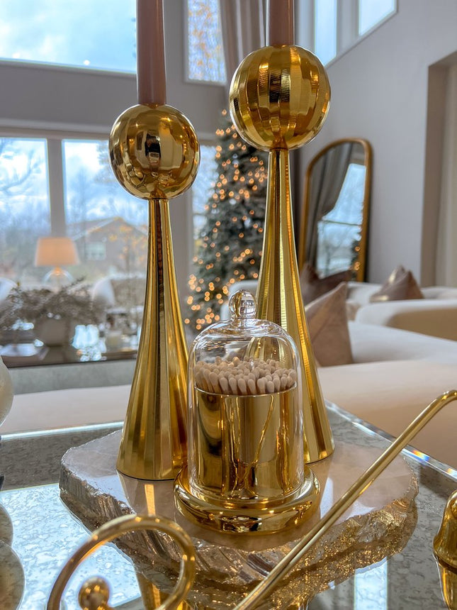 10" Gold Stainless Steel Tabletop Taper Candlestick HomeRoots