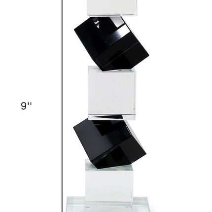 Set of Two Black And Clear Crystal Tabletop Taper Candlesticks HomeRoots