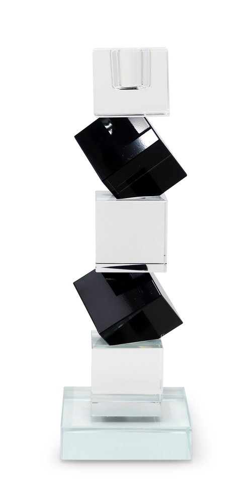 9" Black And Clear Crystal Tabletop Taper Candlestick HomeRoots