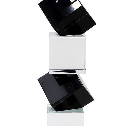 Set of Two Black And Clear Crystal Tabletop Taper Candlesticks HomeRoots
