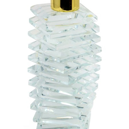 8" Clear And Gold Twisted Crystal Tabletop Taper Candlestick HomeRoots