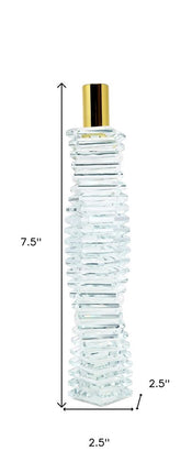 8" Clear And Gold Twisted Crystal Tabletop Taper Candlestick HomeRoots